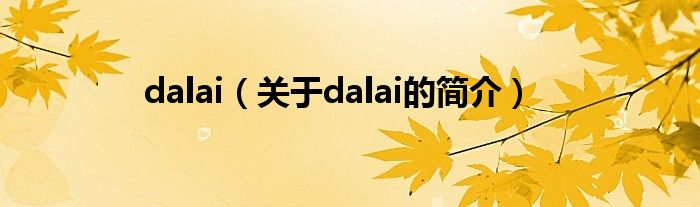 dalai（關(guān)于dalai的簡(jiǎn)介）