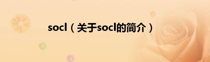 socl（關于socl的簡介）