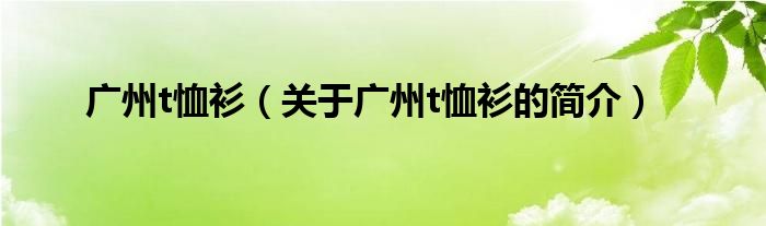 廣州t恤衫（關(guān)于廣州t恤衫的簡介）