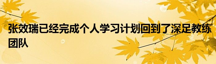 張效瑞已經(jīng)完成個人學(xué)習(xí)計(jì)劃回到了深足教練團(tuán)隊(duì)