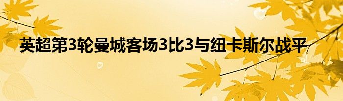 英超第3輪曼城客場3比3與紐卡斯爾戰(zhàn)平