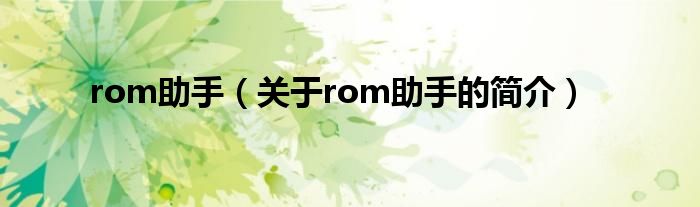 rom助手（關(guān)于rom助手的簡(jiǎn)介）