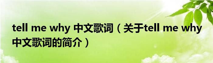 tell me why 中文歌詞（關(guān)于tell me why 中文歌詞的簡(jiǎn)介）