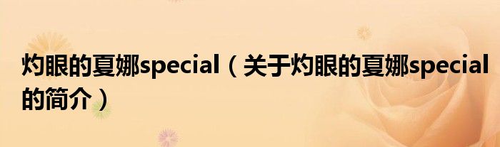 灼眼的夏娜special（關(guān)于灼眼的夏娜special的簡(jiǎn)介）