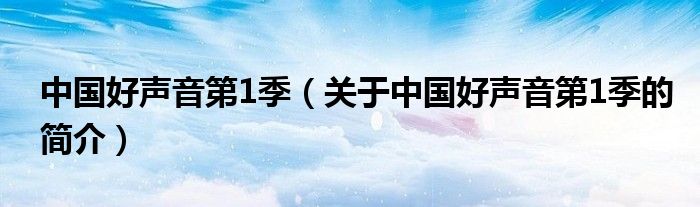 中國(guó)好聲音第1季（關(guān)于中國(guó)好聲音第1季的簡(jiǎn)介）