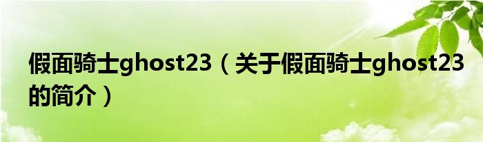 假面騎士ghost23（關(guān)于假面騎士ghost23的簡(jiǎn)介）