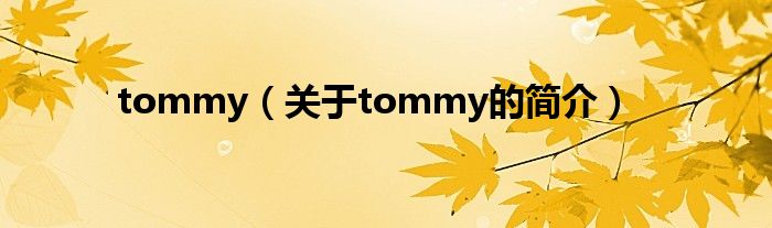 tommy（關于tommy的簡介）