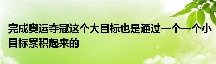 完成奧運奪冠這個大目標也是通過一個一個小目標累積起來的