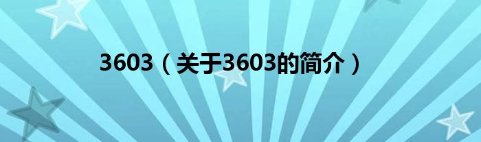 3603（關(guān)于3603的簡(jiǎn)介）