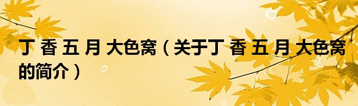 丁 香 五 月 大色窩（關(guān)于丁 香 五 月 大色窩的簡介）