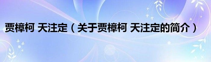 賈樟柯 天注定（關(guān)于賈樟柯 天注定的簡(jiǎn)介）