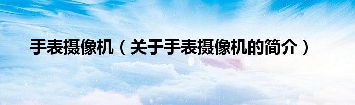 手表攝像機（關(guān)于手表攝像機的簡介）