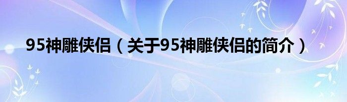 95神雕俠侶（關(guān)于95神雕俠侶的簡(jiǎn)介）