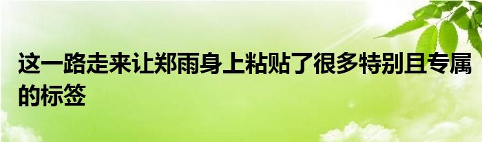 這一路走來讓鄭雨身上粘貼了很多特別且專屬的標(biāo)簽