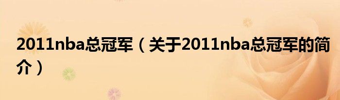 2011nba總冠軍（關(guān)于2011nba總冠軍的簡(jiǎn)介）