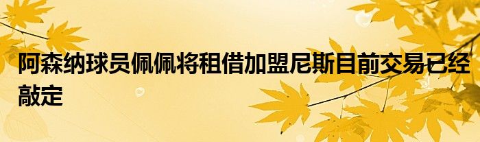 阿森納球員佩佩將租借加盟尼斯目前交易已經敲定