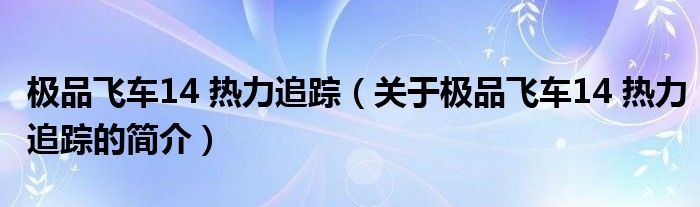 極品飛車14 熱力追蹤（關于極品飛車14 熱力追蹤的簡介）