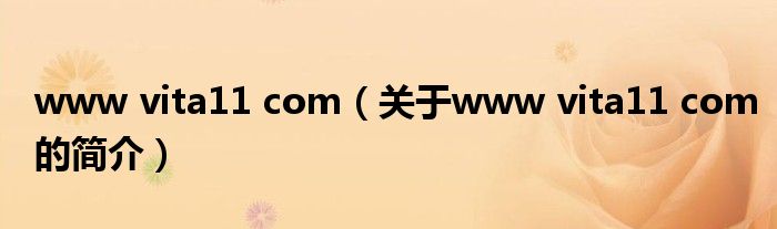 www vita11 com（關(guān)于www vita11 com的簡(jiǎn)介）