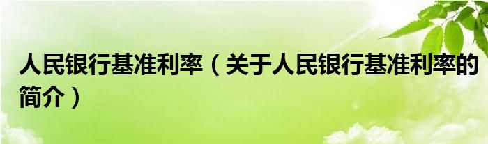 人民銀行基準(zhǔn)利率（關(guān)于人民銀行基準(zhǔn)利率的簡(jiǎn)介）