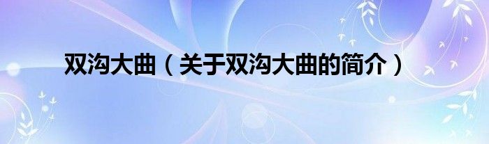 雙溝大曲（關(guān)于雙溝大曲的簡(jiǎn)介）