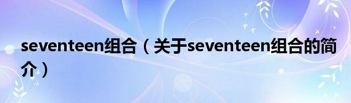 seventeen組合（關于seventeen組合的簡介）