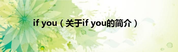 if you（關(guān)于if you的簡介）