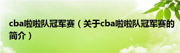 cba啦啦隊冠軍賽（關(guān)于cba啦啦隊冠軍賽的簡介）