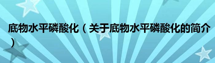 底物水平磷酸化（關于底物水平磷酸化的簡介）