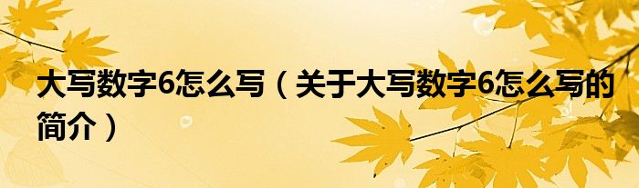 大寫數(shù)字6怎么寫（關于大寫數(shù)字6怎么寫的簡介）