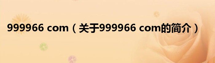 999966 com（關(guān)于999966 com的簡介）