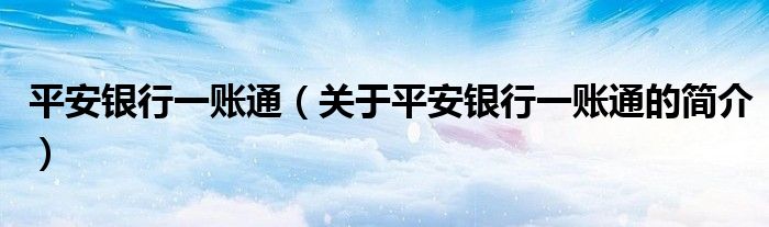 平安銀行一賬通（關(guān)于平安銀行一賬通的簡介）