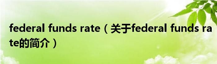 federal funds rate（關(guān)于federal funds rate的簡介）