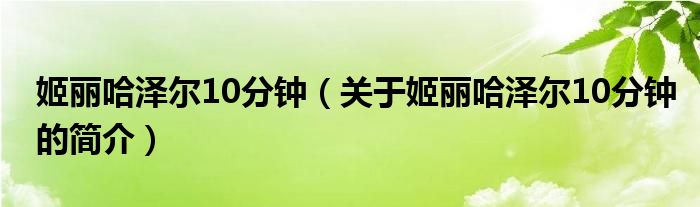 姬麗哈澤爾10分鐘（關于姬麗哈澤爾10分鐘的簡介）