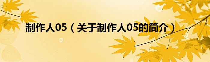 制作人05（關(guān)于制作人05的簡介）