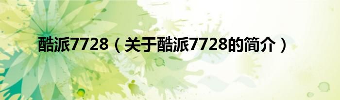 酷派7728（關(guān)于酷派7728的簡介）