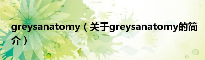 greysanatomy（關(guān)于greysanatomy的簡(jiǎn)介）