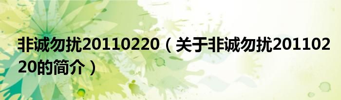 非誠勿擾20110220（關于非誠勿擾20110220的簡介）