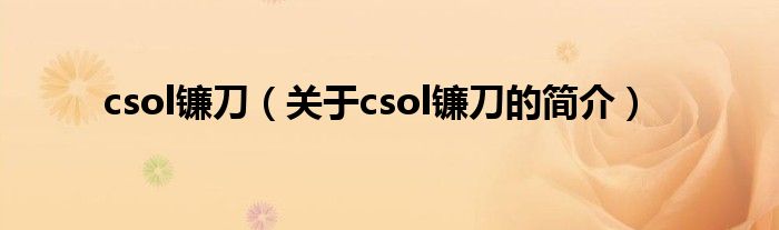 csol鐮刀（關(guān)于csol鐮刀的簡介）