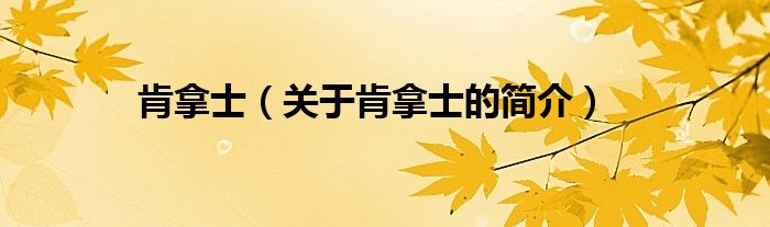 肯拿士（關(guān)于肯拿士的簡(jiǎn)介）