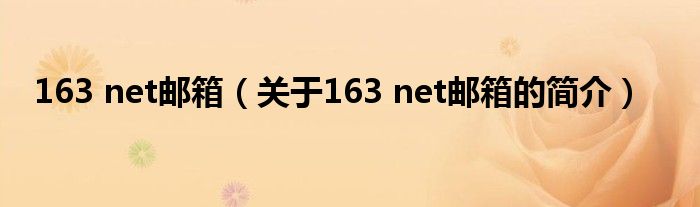 163 net郵箱（關(guān)于163 net郵箱的簡介）