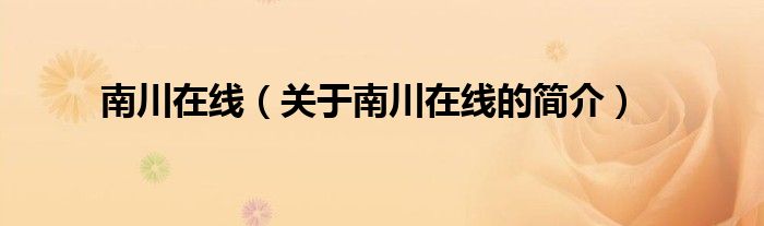 南川在線(xiàn)（關(guān)于南川在線(xiàn)的簡(jiǎn)介）