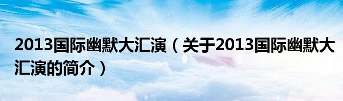 2013國(guó)際幽默大匯演（關(guān)于2013國(guó)際幽默大匯演的簡(jiǎn)介）