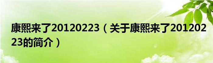 康熙來了20120223（關(guān)于康熙來了20120223的簡(jiǎn)介）