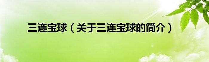 三連寶球（關(guān)于三連寶球的簡(jiǎn)介）