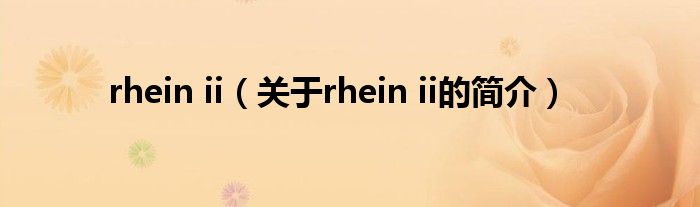 rhein ii（關(guān)于rhein ii的簡介）