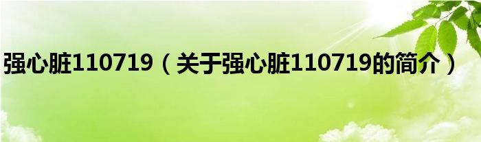 強心臟110719（關(guān)于強心臟110719的簡介）