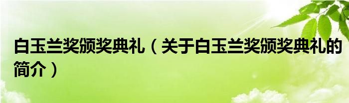 白玉蘭獎(jiǎng)?lì)C獎(jiǎng)典禮（關(guān)于白玉蘭獎(jiǎng)?lì)C獎(jiǎng)典禮的簡介）