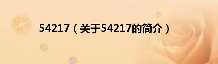 54217（關(guān)于54217的簡介）