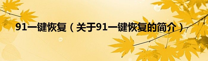 91一鍵恢復(fù)（關(guān)于91一鍵恢復(fù)的簡(jiǎn)介）