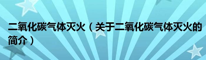 二氧化碳氣體滅火（關(guān)于二氧化碳氣體滅火的簡介）